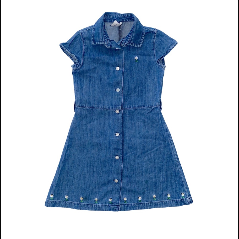GAP Girls Denim Dress With‎ Daisies sz S (6-7)